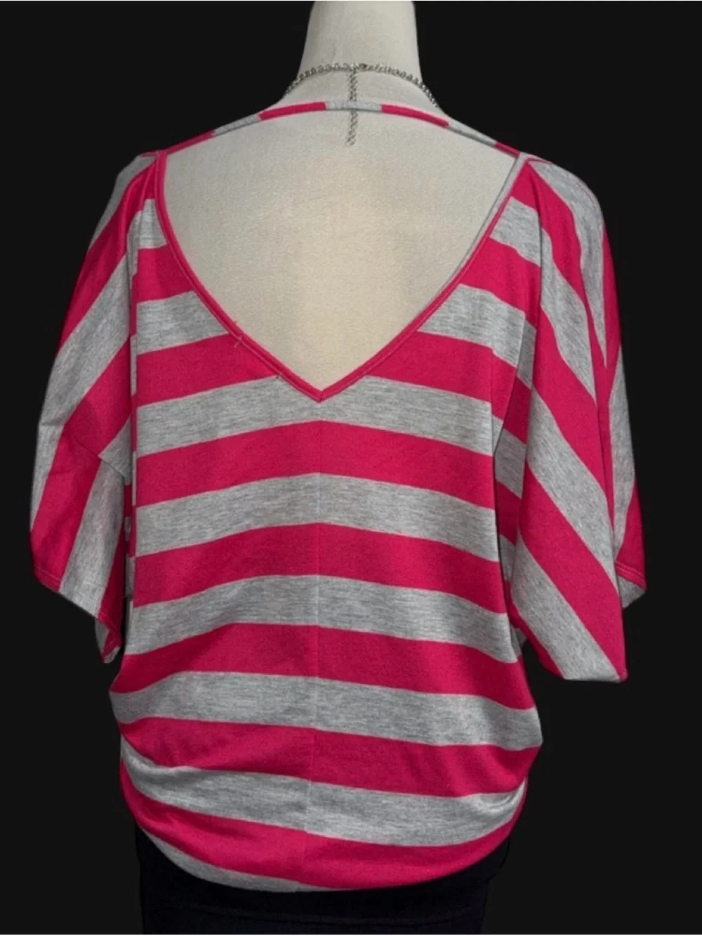 BONGO Grey, Fuchsia & Yellow Geometric Off-Shoulder Tunic Top